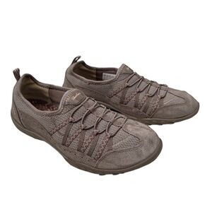 Skechers Slip In Air Cooled Memory Foam Bungee Laced Sneakers Taupe Size 7.5